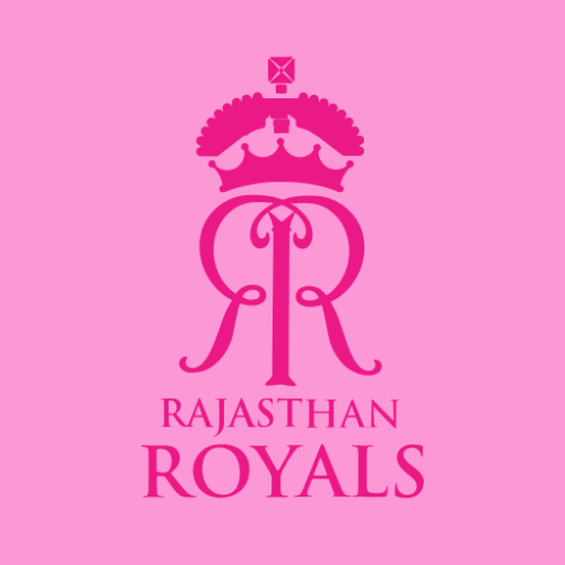 Rajasthan Royals team logo featuring a stylized pink royal emblem and crown above the team name on a light pink background.