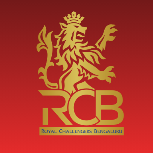Royal Challengers Bengaluru logo featuring a golden crowned lion above the initials RCB on a red gradient background.