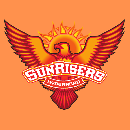 Sunrisers Hyderabad team logo featuring an orange eagle with spread wings in front of a rising sun and bold team name text.