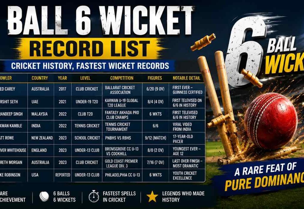 6 Ball 6 Wicket Record List