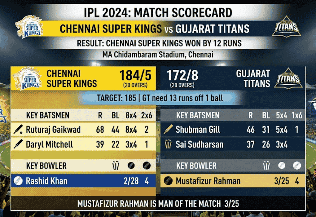 Chennai Super Kings vs Gujarat Titans Match Scorecard