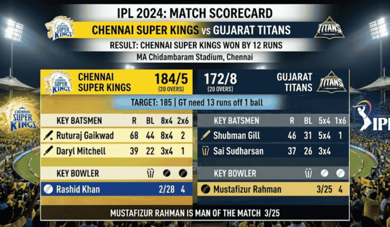 Chennai Super Kings vs Gujarat Titans Match Scorecard