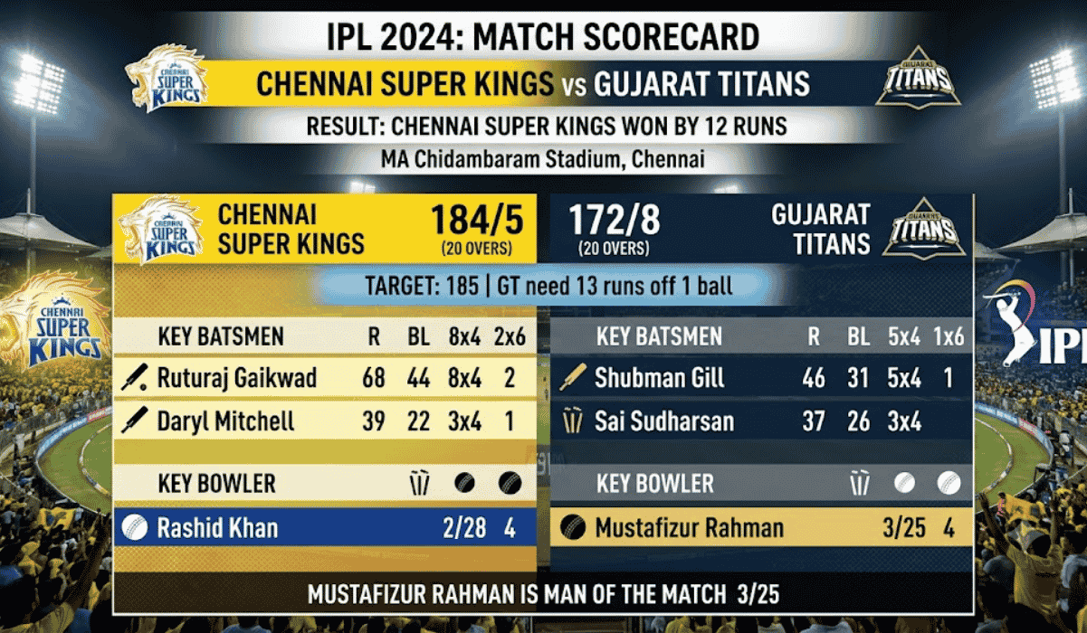 Chennai Super Kings vs Gujarat Titans Match Scorecard
