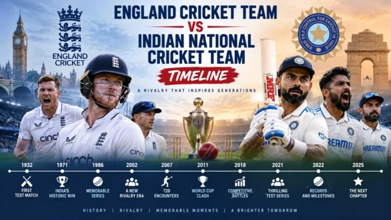 England Cricket Team vs Indian National Cricket Team Timeline