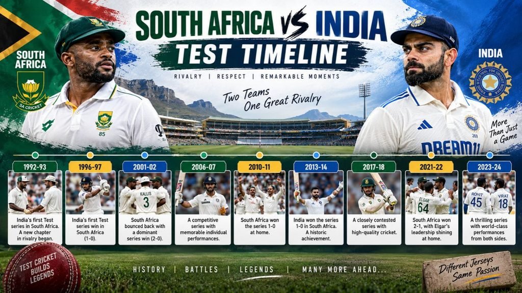 South Africa National Cricket Team vs Indian National Cricket Team Timeline