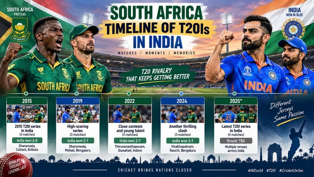 South Africa National Cricket Team vs Indian National Cricket Team Timeline